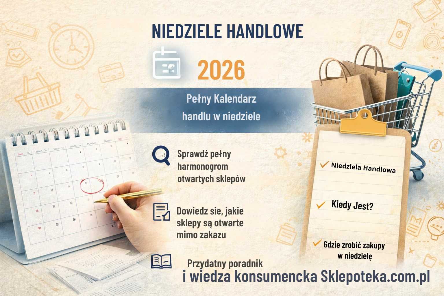 Niedziele handlowe 2026 – pełny kalendarz i zasady handlu w niedziele